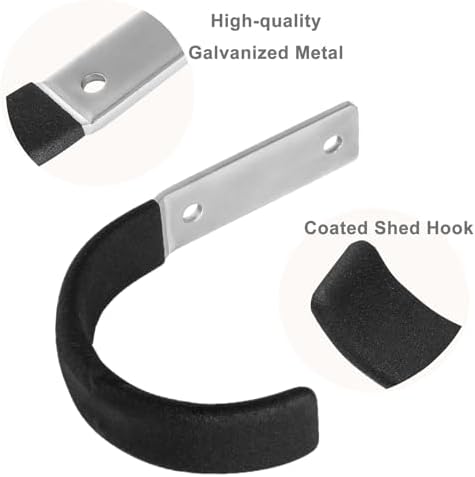Garage Storage Ladder Hanger 2 Pcs, Upgraded Hose Hanging Hooks, Yard Tool Hangers for Garage Wall, Shovel and Rake Holders, Heavy Duty Utility J-Hooks for Hanging Tools, Ladders, Bicycles - Image 4