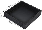 HofferRuffer Faux Leather Vanity Tray, Elegant Desktop Storage Organizer, Decorative Catchall for Perfume, Bathroom Valet, Nightstand or Dresser, 8 x 8 x 1.8 inches (Black) - Image 2