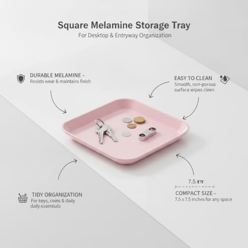 Square Storage Tray for Desk and Entryway Organization - Durable PP Catchall Dish for Keys, Coins, and Jewelry (7.5 x 7.5 Inches) - Image 4