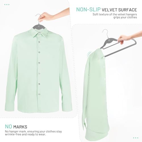 Velvet Stackable Hangers 30 Pack, Clothes Hanger Non Slip Felt with Hook - Image 4