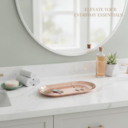 Oval Serving Tray, Stainless Steel Catchall for Keys Jewelry Snacks, Decorative Organizer for Vanity Entryway (1 PC) - Image 2