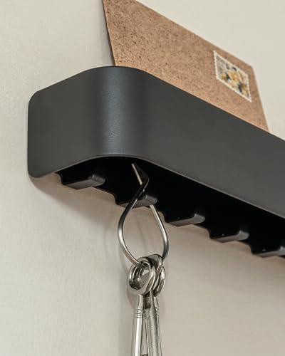 Kazai. Key Holder for Wall 'Tone' | Minimalist Key Hooks Design from Berlin | Modern Key Hanger with Metal Shelf | Key Hook Wall Mounted as Hallway Furniture | Black - Image 4