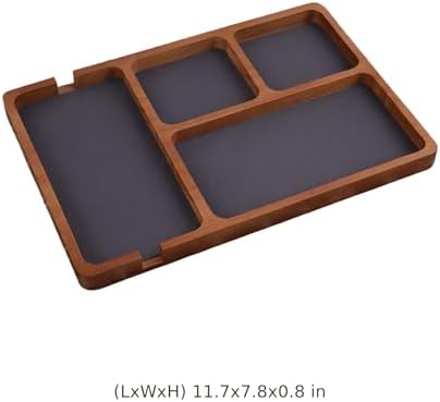 Wooden Catchall Tray Desk Organizer, 4-Section Wooden Valet Tray for Living Room Entryway, Nightstand Organizer for Phone Glasses Earbuds, 12.2 X 8.3 X 1.6 in - Image 4