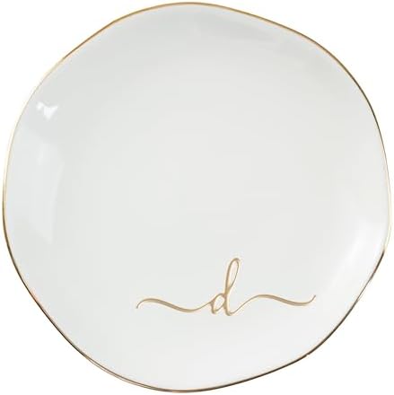 InnoBeta Jewelry Tray, Initial Ring Dish, Ceramic Trinket Dish, Letter D by InnoBeta