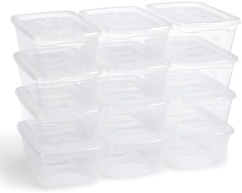 Rubbermaid Cleverstore Home/Office 6 Quart Clear Plastic Storage Tote Container Box Bin with Lid for Garage or Basement, (12 Pack) by Unknown