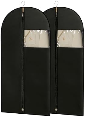 Suit Bags for Closet Storage, 43'' Garment Bags for Hanging Clothes, Suit Garment Bag, Black Suit Cover Bags with Clear Window for Coats, Jackets, Shirts（2 Packs） by Perber