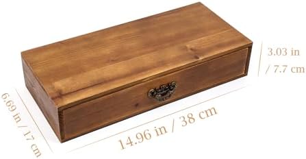 Desk Organizer with Drawers Light Brown Vintage Wood Desktop Storage Box - Image 3