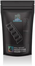 Wall Mount Hockey Stick Holder | Ice Hockey Stick Organizer (Black, 4 Stick Wall Mount) - Image 2