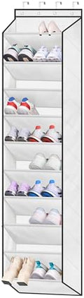 SLEEPING LAMB Over The Door Shoe Organizer for Closet with Large Deep Pockets, Narrow Shoe Rack for Door Hanging Boots Storage, White by SLEEPINGLAMB