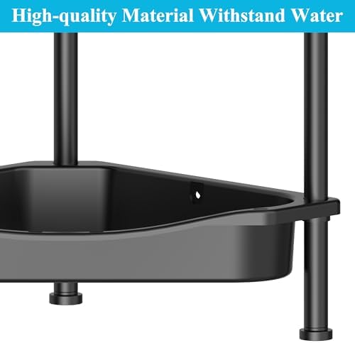 HuggieGems Metal Floor Standing Corner Shower Caddy, Jet Black, 4 Tier - Image 5