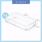 primebox Plastic Clear Acrylic Drawer Organizers. Bathroom, Kitchen, Bedroom, Utensils, Office Organizer Bins, Storage Trays. Heavy Duty, Stackable. 12" x 6" x 2" Set of 6 - Image 2