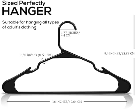 Utopia Home Clothes Hangers 60 Pack - Plastic Hangers Space Saving - Durable Coat Hanger with Shoulder Grooves (Black) - Image 2