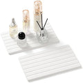 Razborci 2PCS Water Absorbing Stone Drying Tray Mat for Bathroom Sink & Kitchen Counter Organizer, Quick Dry Dish Soap Dispenser Sponge Holder, Vanity Sink Caddy, Drink Bar Coaster, White - 10"*6" by Razborci