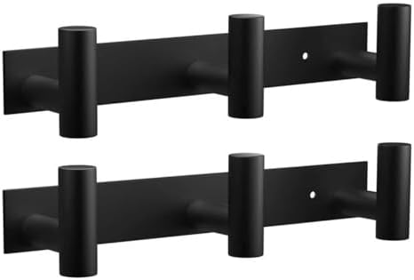 VAEHOLD Black Hat and Coat Wall Mount Rack - 3 Hooks for Robes, Bags, Keys, and Towels - Bathroom Towel Hanger Organizer (2 Pack) by VAEHOLD