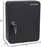 Uniclife 48-Key Steel Key Cabinet with 2 Unlocking Keys Wall Mounted Key Organizer Black Frosted Security Box with Hooks and Key Tag Labels Identifiers in 9 Assorted Colors - Image 3