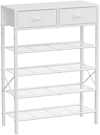 5 Tier Shoe Rack with 2 Drawers, 16-20 Pairs Greige by UNITSTAGE