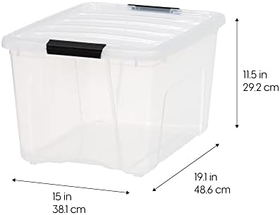 IRIS USA 40 QT Plastic Storage Box with Lid and Latches - 6 Pack - BPA-Free, See-Through Organizing Solution, Durable Nestable Stackable Containers, Secure Pull Handle - Clear - Image 2