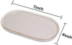 Ceramic Jewelry Dish, Perfume Vanity Tray, 7x4 Decorative Catch All Bowl for Trinket Key Ring, Small Bathroom Counter Tray, Soap Tray for Kitchen Sink (Grey) - Image 5