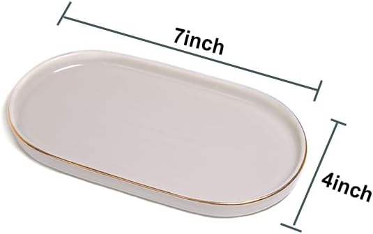 Ceramic Jewelry Dish, Perfume Vanity Tray, 7x4 Decorative Catch All Bowl for Trinket Key Ring, Small Bathroom Counter Tray, Soap Tray for Kitchen Sink (Grey) - Image 5