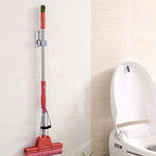 HANZE 4 Pack Stainless Steel Mop Broom Holder Organizer, Self Adhesive Wall Mounted Mop Organizer Storage Rack Clip for Kitchen Bathroom and Garage (Rectangle, Large) - Image 2