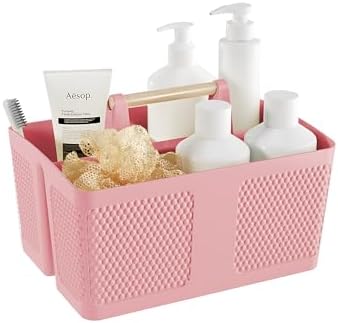 Shower Caddy Portable and Cleaning Caddy Organizer for Bathroom, Kitchen, Toiletries Storage ，Caddy organizer with handle, Rust-Resistant, Durable Material (Pink, 9.36" L×7.73" W×7.24" H) by Xuhdukc