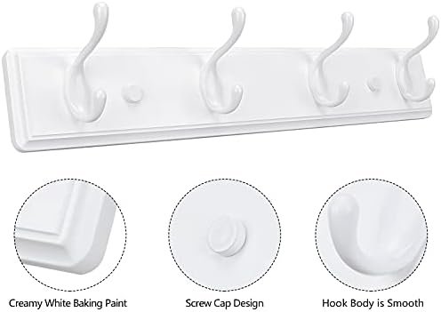 Badiano Heavy Duty Wooden Coat Rack, Wall-Mounted Organizer, 19 Inch, White - Image 5