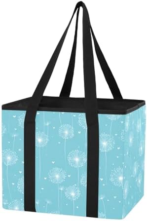 Trunk Organizer Collapsible Car Organizer with Handle Car Storage Box Bin for Groceries SUV Utility Tote Bag Portable Vehicle Container Bright Blue Dandelion Heart by WelcometoElliTarr
