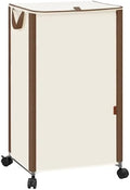 STORAGE MANIAC Rolling Laundry Hamper with Lid, 23.7 Gal (90 L) Large Tall Laundry Basket with Wheels & Handles, Aesthetic Dirty Clothes Hamper for Small Space, Dorm, Apartment, College, Beige by STORAGEMANIAC