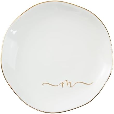 InnoBeta Jewelry Tray, Initial Ring Dish, Ceramic Trinket Dish, Letter M by InnoBeta