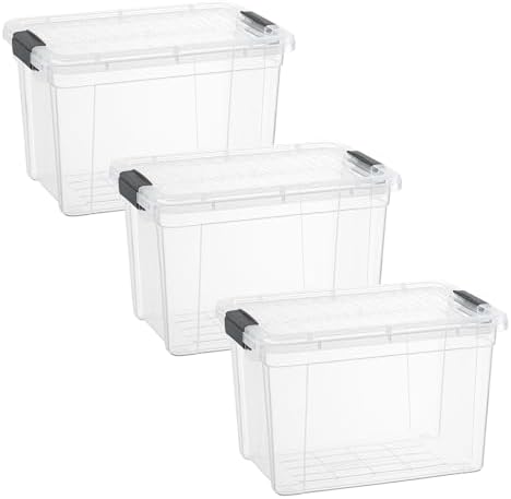 Superio 8.7 Quart Clear Plastic Storage Boxes with Lids, Stackable Organizer Containers, BPA-Free Storage Bins for Home, Office, School & Dorm, 3 Pack by Superio