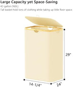 SpaceAid Double Laundry Hamper 2 Section with Lid and Removable Laundry Bags, 160L Clothes Basket with Bamboo Handles, Large Collapsible Hamper for Bedroom, Bathroom, Dorm, Laundry Room - Beige - Image 5