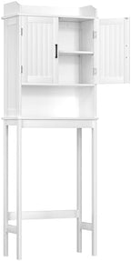 Yardenaler Over-The-Toilet Storage Shelf with Doors, Bathroom Freestanding Space Saver Organizer with Adjustable Shelf, White - Image 3