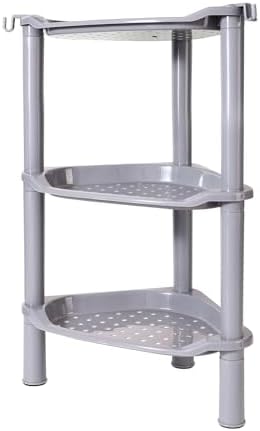 3 Tier Shower Caddy Corner,Plastic Shower Shelf Organizer for Inside Bathroom, Bathtub, Shower Pan, 13.5 x 10 x 26 Inches,Grey(Round Slot Grey 3 Tier) - Image 4