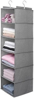 Large Hanging Sweater Organizer for Closet,Collapsible 6-Shelf Hanging Closet Shelves with Drawers, Washable (Grey-6 Shelf) by Unknown