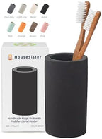 Fast-Drying Diatomite Toothbrush Holder - Bathroom Countertop Organizer Stand for Toothpaste, Makeup Brushes, Razors & Accessories (Black) by HouseSister