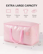Heavy Duty Moving Bags Extra Large, Premium Storage Bags with Durable Zippers, Reinforced Handles, Moving Supplies for Clothes, Bedding, College Dorm Essentials, 12 Pack Pink - Image 6