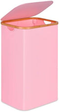 100L Laundry Hamper with Lid, Lagre Basket with Bamboo Handles,Foldable Clothes Hamper Tall Dirty Laundry Basket for Clothes Toys Towels Organizing,Pink by Merkisa
