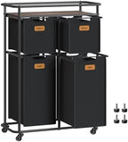 VASAGLE Laundry Sorter with Wheels, Portable Rolling Cart, 39.6 Gal.(150 L) by Unknown