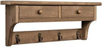 Emfogo Coat Hooks Mounted, Rustic Wood Coat Rack Mount Shelf with Hooks, Farmhouse Coat Rack with Shelf & Coat Hook for Entryway, Mudroom, Bedroom, Kitchen, Bathroom(Walnut) by Emfogo