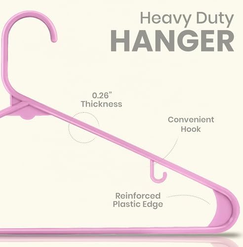 Utopia Home Plastic Hangers 50 Pack – Built-in Strap Hooks Pink | Space saving | Durable & strong | Closet organizer | Clothes hangers | Ideal for shirts, pants, skirts & coats - Image 2