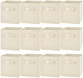 Yinder 12 Pcs Cube Storage Bin Beige 10.5''x10.5''x11'' Storage Bins for Playroom Decor Colorful Bins for Kids Foldable Baskets for Nursery Organizer Boxes Fabric Boxes by Yinder