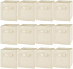 Yinder 12 Pcs Cube Storage Bin Beige 10.5''x10.5''x11'' Storage Bins for Playroom Decor Colorful Bins for Kids Foldable Baskets for Nursery Organizer Boxes Fabric Boxes by Yinder