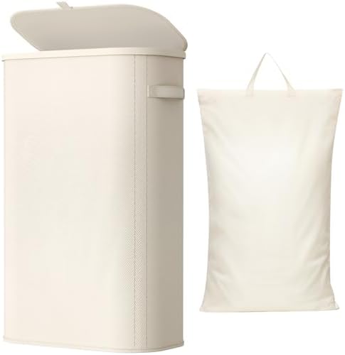 Lifewit Slim Laundry Basket with Lid and Removable Bag, 65L, White by Lifewit