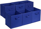 Amazon Basics Collapsible Fabric Storage Bins, Cube Organizer with Handles, 13"x13"x13", Navy, 6-Pack by AmazonBasics