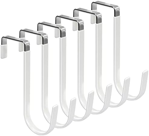 FYY Over the Door Hooks, Single-Hanger 6 Pack, Fits Doors 1 3/8" White by FYY