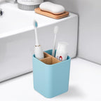 Bamboo Toothbrush Holder for Bathrooms Toothpaste Organizer - Blue - Image 2