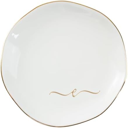 InnoBeta Jewelry Tray, Initial Ring Dish, Ceramic Trinket Dish, Letter E by InnoBeta