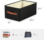 linen closet organizers and storage, 3 Pack Large Storage Baskets, Washable, Clothing Storage Bins with Handle, Closet Organizer for Storage Sweater,Sheets (Black, 18½"x11 x8½) - Image 2