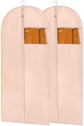 Garment Bags for Hanging Clothes, 50" Long Dress Bags for Closet Storage, Pink Garment Covers with Clear Window for Suits, Coats, Jackets (2 Pack) by Perber