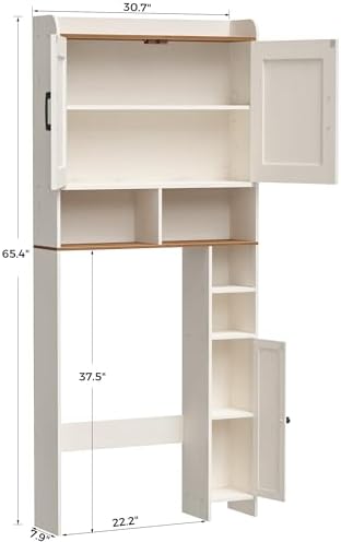 Homhedy Wooden Over The Toilet Storage Cabinet with Barn Door - Image 2